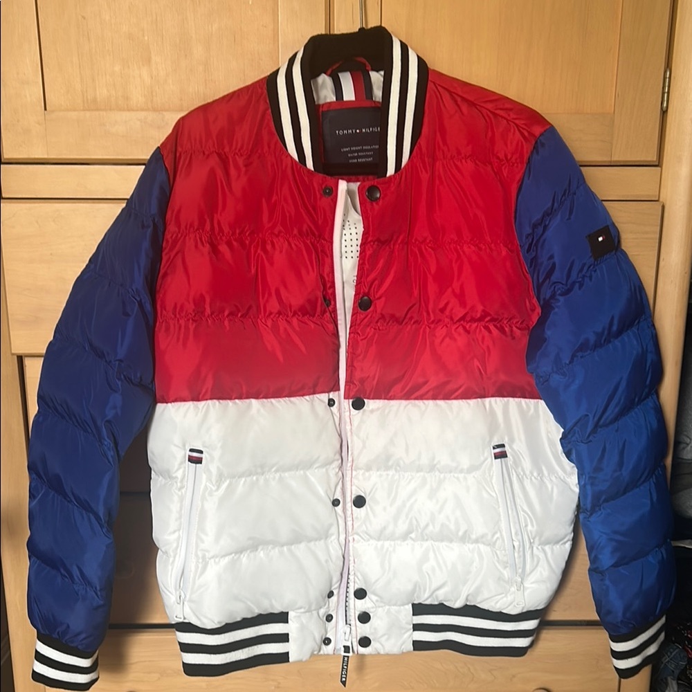 Tommy Hilfiger Men's Red, Blue, and White Jacket